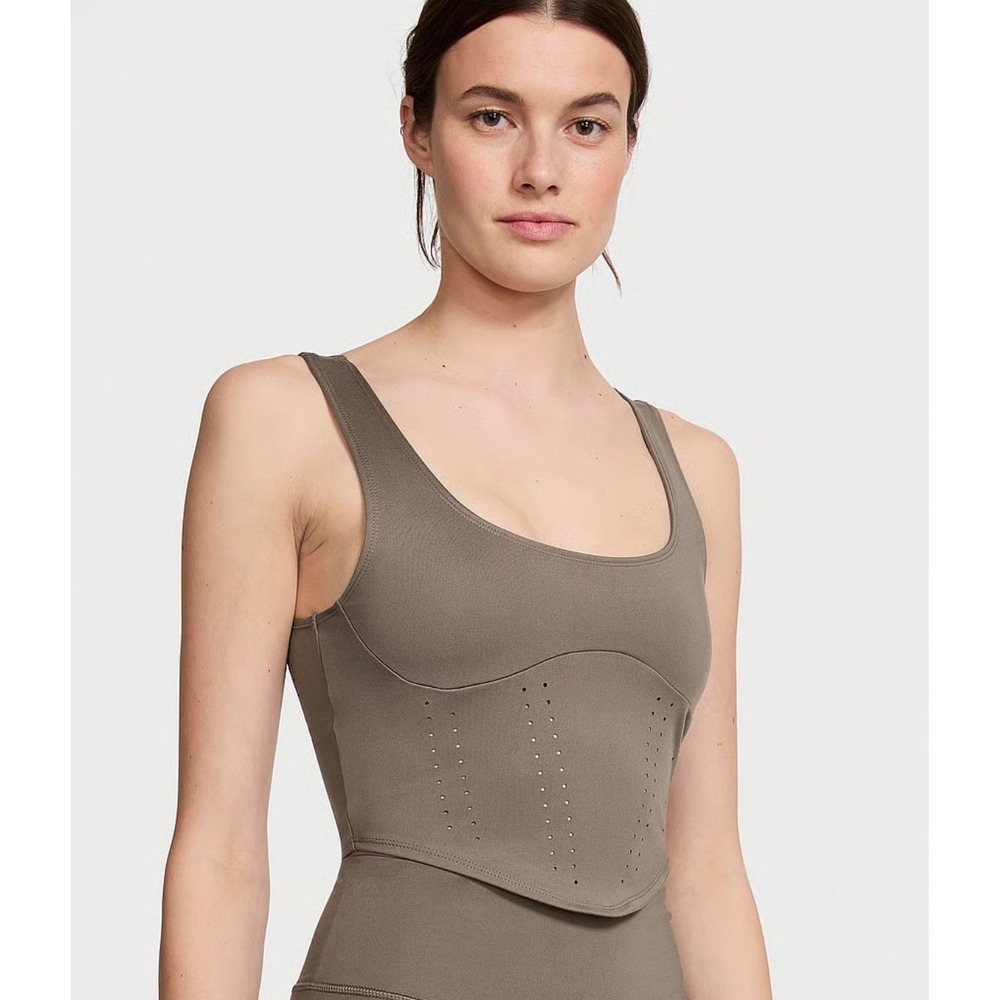 Victoria's Secret VSX Essential Perforated Corset Topβ Olive Green Medium